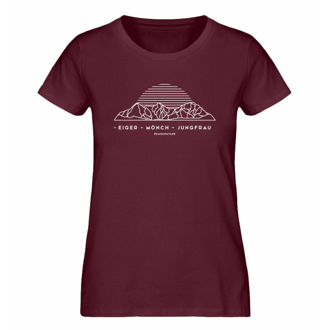 Eiger Mönch Jungfrau - Premium Berg Shirt Damen (Burgundy)