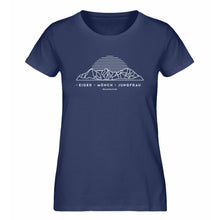 Charger l&#39;image dans la galerie, Eiger Mönch Jungfrau - Premium Berg Shirt Damen (Navy)
