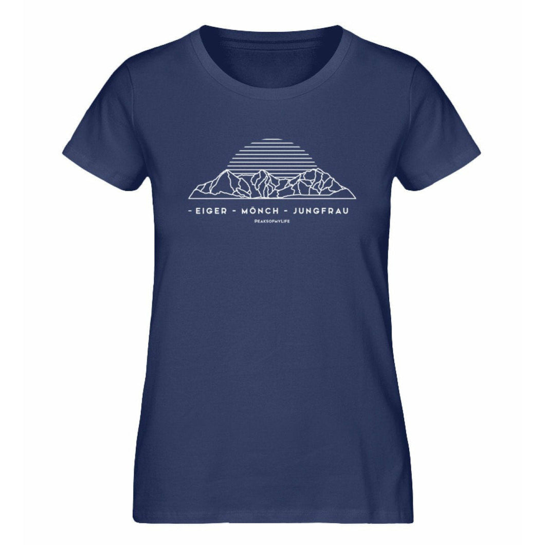 Eiger Mönch Jungfrau - Premium Berg Shirt Damen (Navy)